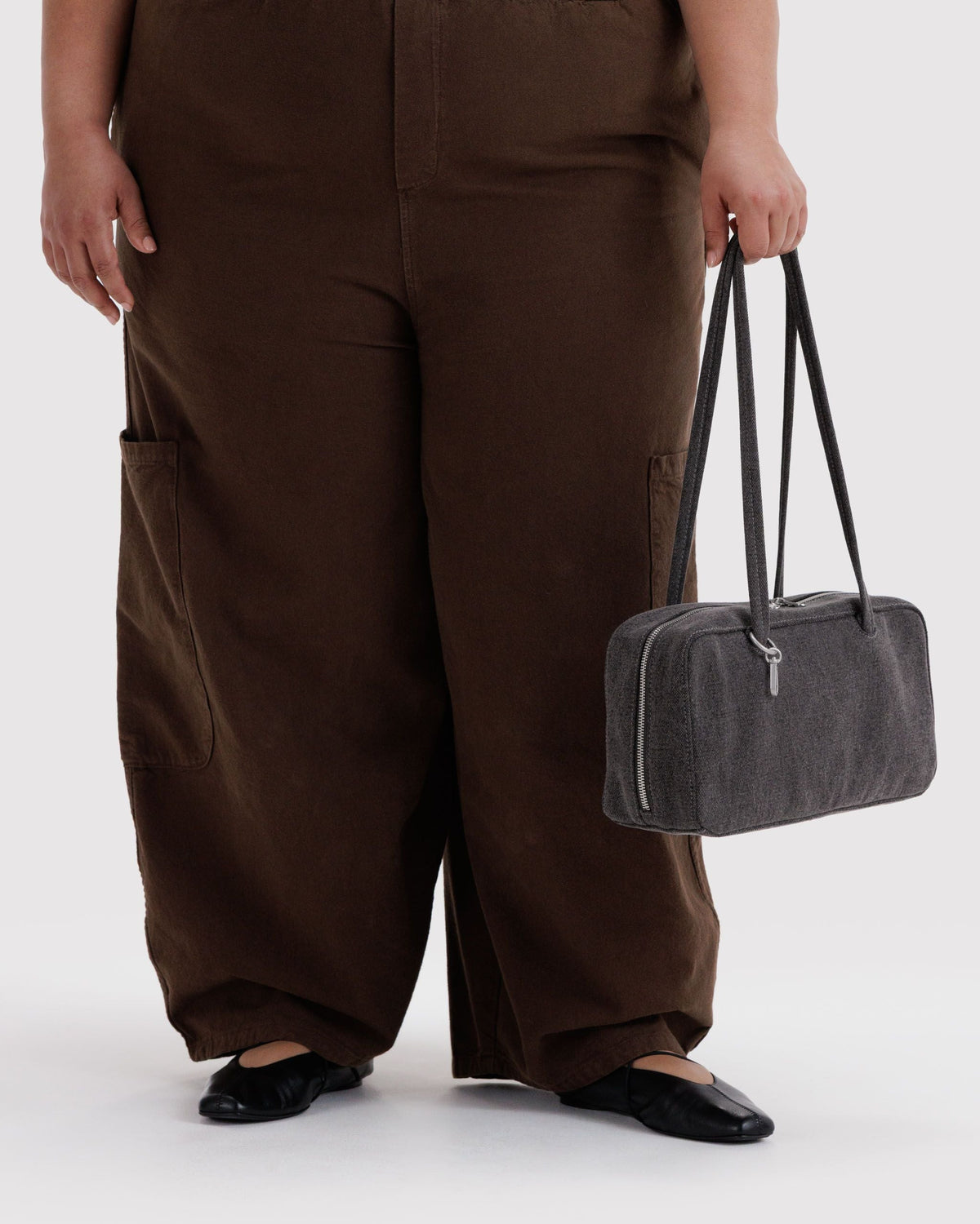 Denim Bowler Bag - Washed Black Denim